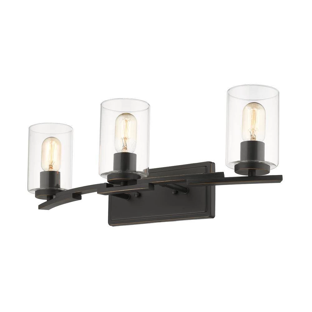 Monroe 3-Light Black with Clear Glass Bath Vanity Light by Golden Lighting 4 Monroe 3-Light Black with Clear Glass Bath Vanity Light by Golden Lighting - Image 2