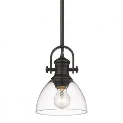 Hines 1-light Black Mini Pendant Light with Clear Shade by Golden Lighting