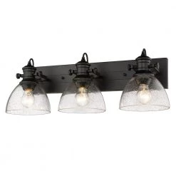 Hines 7 in. Black with Seeded Glass 3-Light Semi-Flush Mount by Golden Lighting 8 Hines 7 in. Black with Seeded Glass 3-Light Semi-Flush Mount by Golden Lighting -Golden Lighting Shop black with seeded glass golden lighting flush mount lights 3118 3sf blk sd 4f 1000
