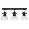 Hines 7 in. Black with Seeded Glass 3-Light Semi-Flush Mount by Golden Lighting 1 Hines 7 in. Black with Seeded Glass 3-Light Semi-Flush Mount by Golden Lighting -Golden Lighting Shop black with seeded glass golden lighting flush mount lights 3118 3sf blk sd 64 1000