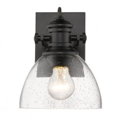 Hines 1-Light Black and Seeded Glass Bath Light by Golden Lighting