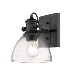Hines 1-Light Black and Seeded Glass Bath Light by Golden Lighting -Golden Lighting Shop black with seeded glass golden lighting vanity lighting 3118 ba1 blk sd c3 1000