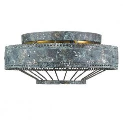 Ferris 2-Light Blue Verde Patina Flush Mount by Golden Lighting