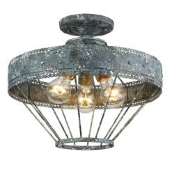 Ferris 3-Light Blue Verde Patina Semi-Flush Mount by Golden Lighting -Golden Lighting Shop blue verde patina golden lighting flush mount lights 7856 sf vp c3 1000