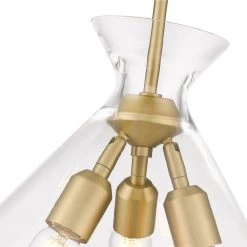 Malta 3-Light Brushed Champagne Bronze Clear Glass Cone Pendant Light by Golden Lighting -Golden Lighting Shop brushed champagne bronze clear glass golden lighting chandeliers 0511 3p bcb clr 44 1000