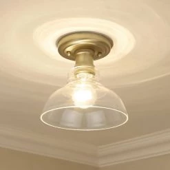 Carver 1-Light Brushed Champagne Bronze Clear Glass Flush Mount by Golden Lighting -Golden Lighting Shop brushed champagne bronze clear glass golden lighting flush mount lights 0305 fm bcb clr 4f 1000