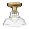 Carver 1-Light Brushed Champagne Bronze Clear Glass Flush Mount by Golden Lighting -Golden Lighting Shop brushed champagne bronze clear glass golden lighting flush mount lights 0305 fm bcb clr 64 1000