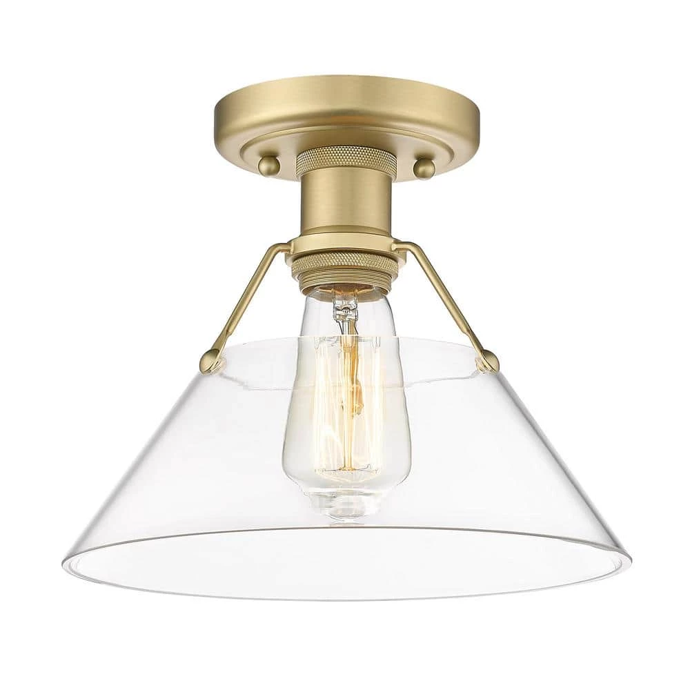 Orwell 10 in. 1-Light Brushed Champagne Bronze with Clear Glass Shade Flush Mount by Golden Lighting 3 Orwell 10 in. 1-Light Brushed Champagne Bronze with Clear Glass Shade Flush Mount by Golden Lighting