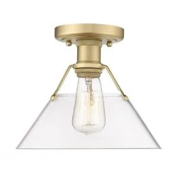 Orwell 10 in. 1-Light Brushed Champagne Bronze with Clear Glass Shade Flush Mount by Golden Lighting 7 Orwell 10 in. 1-Light Brushed Champagne Bronze with Clear Glass Shade Flush Mount by Golden Lighting -Golden Lighting Shop brushed champagne bronze clear glass shade golden lighting flush mount lights 3306 fm bcb clr c3 1000