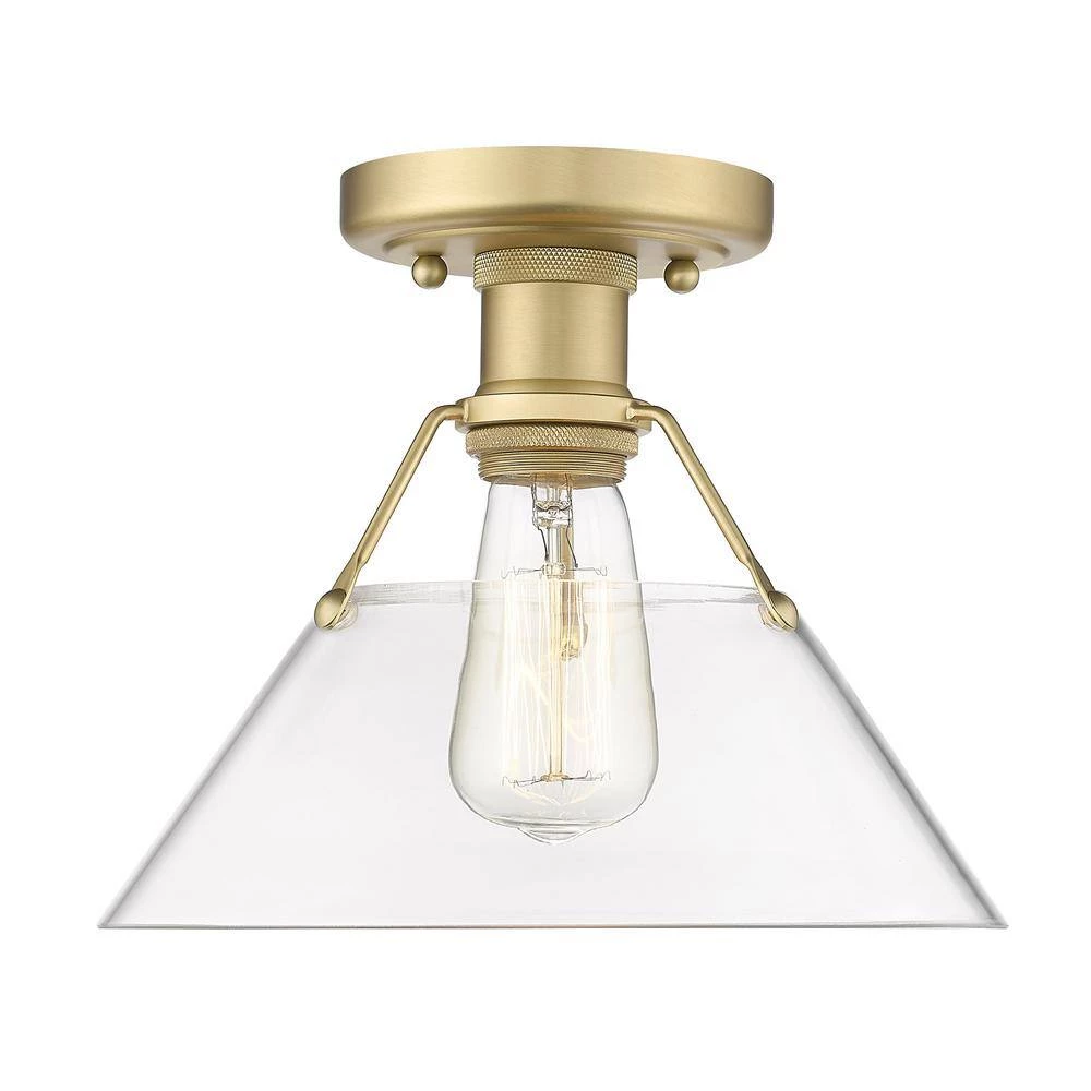 Orwell 10 in. 1-Light Brushed Champagne Bronze with Clear Glass Shade Flush Mount by Golden Lighting 4 Orwell 10 in. 1-Light Brushed Champagne Bronze with Clear Glass Shade Flush Mount by Golden Lighting - Image 2