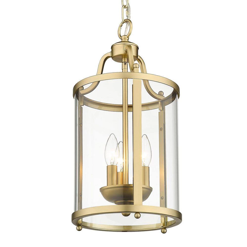 Payton 3-Light Brushed Champagne Bronze Standard Pendant Light with Clear Glass Shades by Golden Lighting 5 Payton 3-Light Brushed Champagne Bronze Standard Pendant Light with Clear Glass Shades by Golden Lighting - Image 3