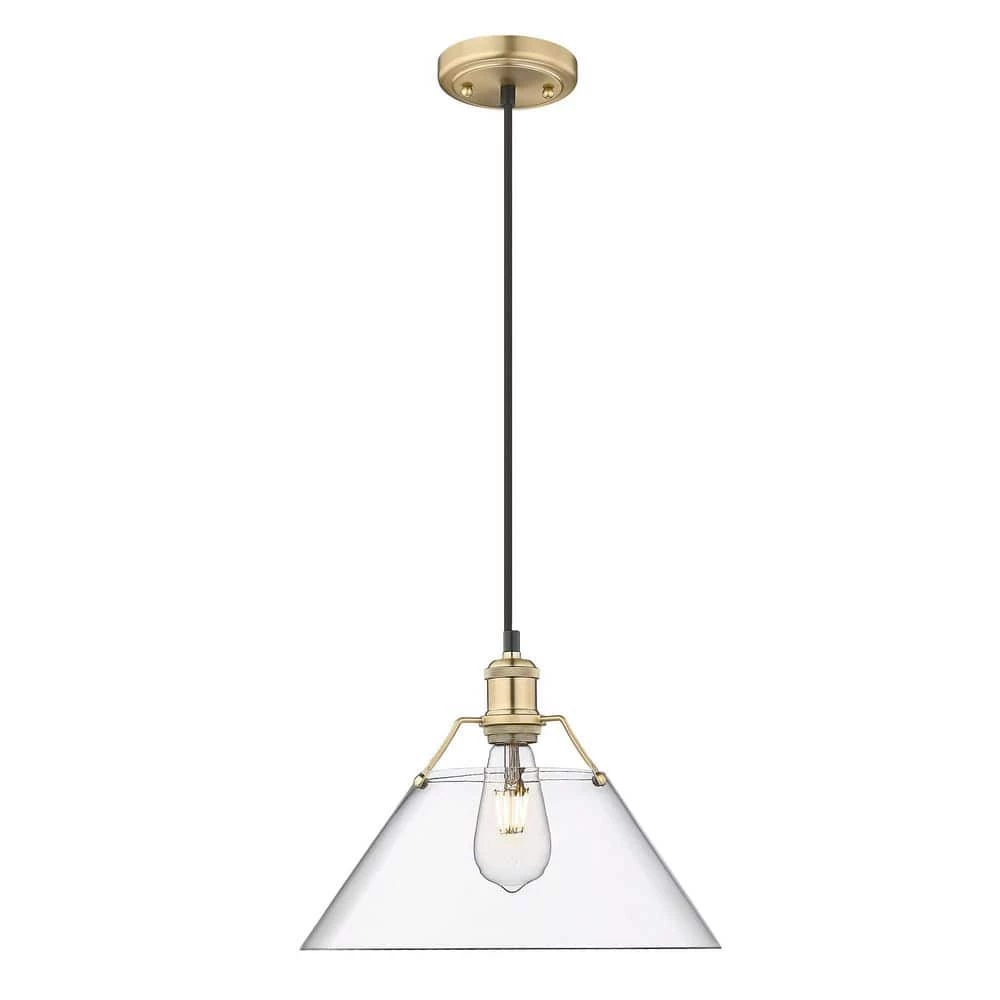 Orwell 1-Light Brushed Champagne Bronze Standard Pendant Light with Clear Glass Shade by Golden Lighting 4 Orwell 1-Light Brushed Champagne Bronze Standard Pendant Light with Clear Glass Shade by Golden Lighting - Image 2