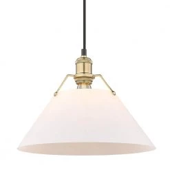 Orwell 1-Light Brushed Champagne Bronze Standard Pendant Light with Opal Glass Shade by Golden Lighting