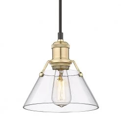 Orwell 7.5 in. 1-Light Pendant in Brushed Champagne Bronze with Clear Glass Shade by Golden Lighting
