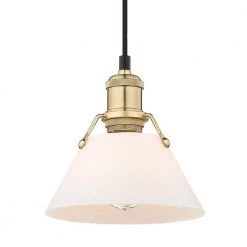 Orwell 7.5 in. 1-Light Pendant in Brushed Champagne Bronze with Opal Glass Shade by Golden Lighting
