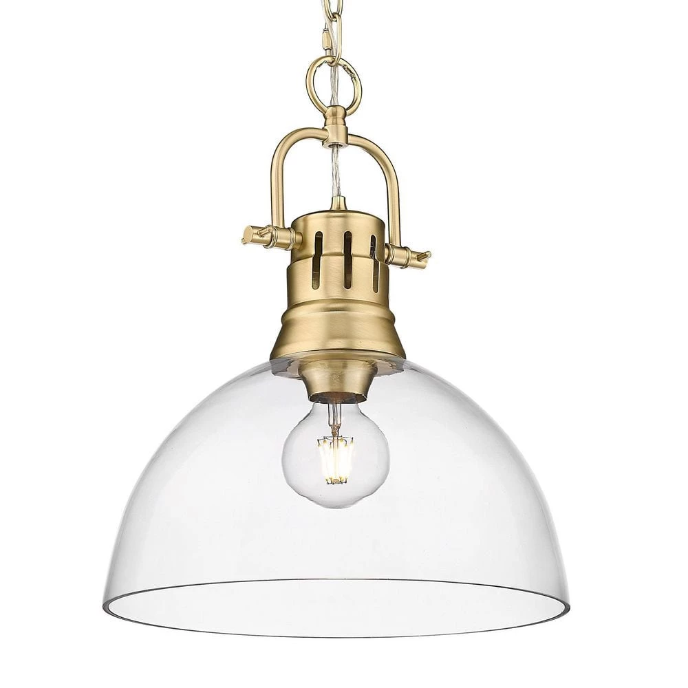 Duncan 1-Light Brushed Champagne Bronze Standard Pendant Light with Clear Glass Shade by Golden Lighting 5 Duncan 1-Light Brushed Champagne Bronze Standard Pendant Light with Clear Glass Shade by Golden Lighting - Image 3