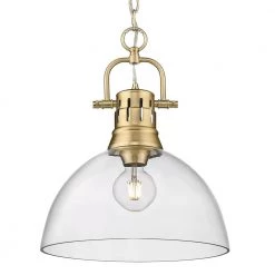Duncan 1-Light Brushed Champagne Bronze Standard Pendant Light with Clear Glass Shade by Golden Lighting