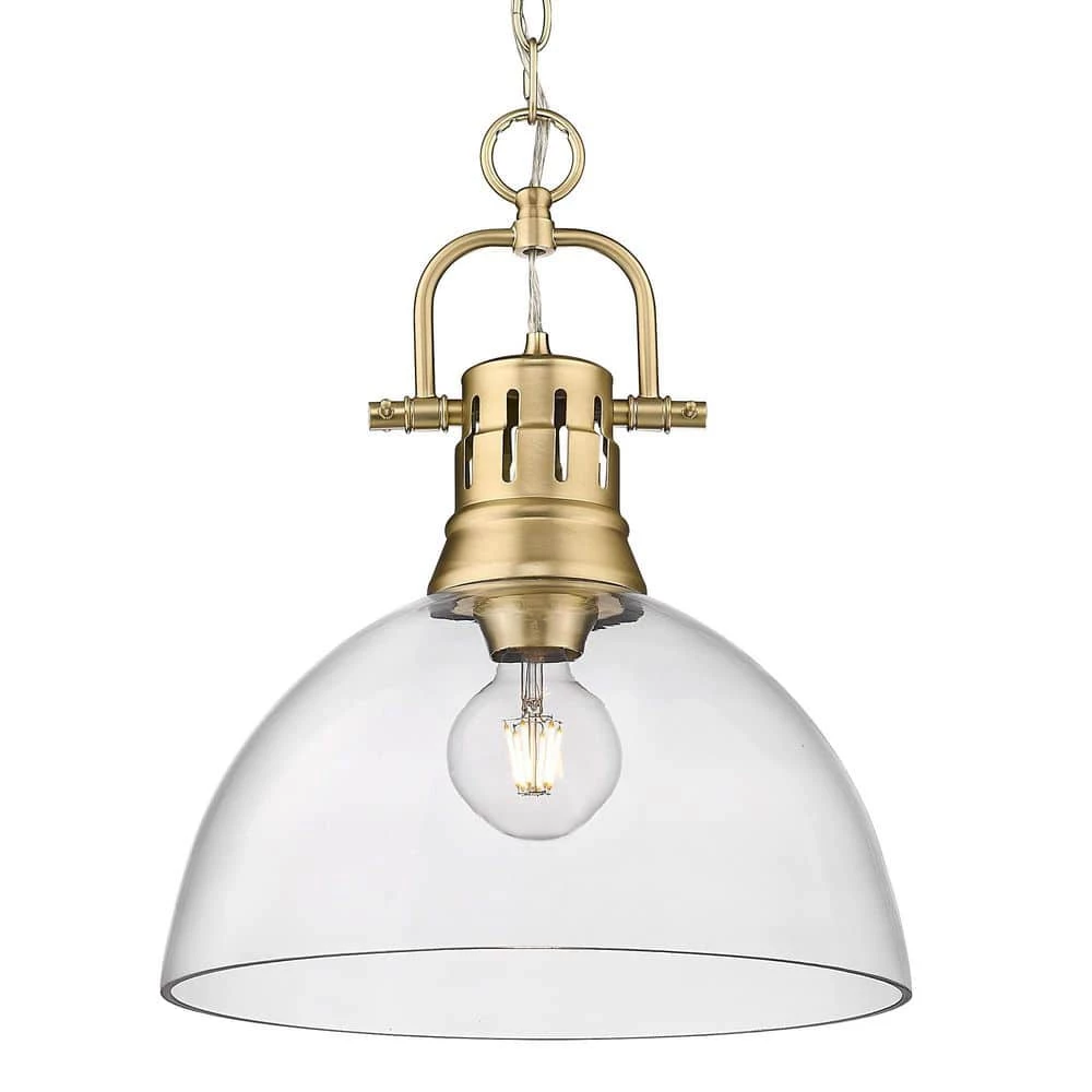 Duncan 1-Light Brushed Champagne Bronze Standard Pendant Light with Clear Glass Shade by Golden Lighting 3 Duncan 1-Light Brushed Champagne Bronze Standard Pendant Light with Clear Glass Shade by Golden Lighting