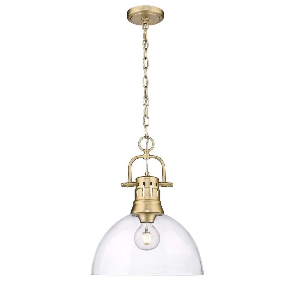 Duncan 1-Light Brushed Champagne Bronze Standard Pendant Light with Clear Glass Shade by Golden Lighting 4 Duncan 1-Light Brushed Champagne Bronze Standard Pendant Light with Clear Glass Shade by Golden Lighting - Image 2