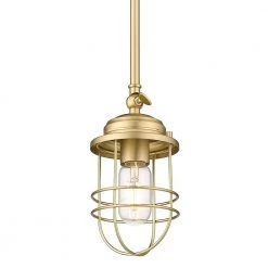 Seaport 1-Light Brushed Champagne Bronze Mini Pendant with Steel Shade by Golden Lighting -Golden Lighting Shop brushed champagne bronze golden lighting chandeliers 9808 m1l bcb 4f 1000