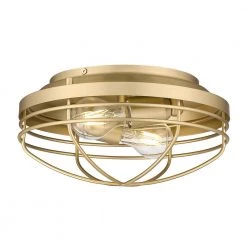 Seaport 12 in. 2-Light Brushed Champagne Bronze Flush Mount by Golden Lighting