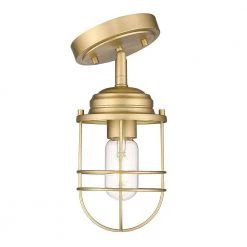 Seaport 4.63 in. 1-Light Brushed Champagne Bronze Semi-Flush Mount by Golden Lighting -Golden Lighting Shop brushed champagne bronze golden lighting flush mount lights 9808 sf bcb 4f 1000