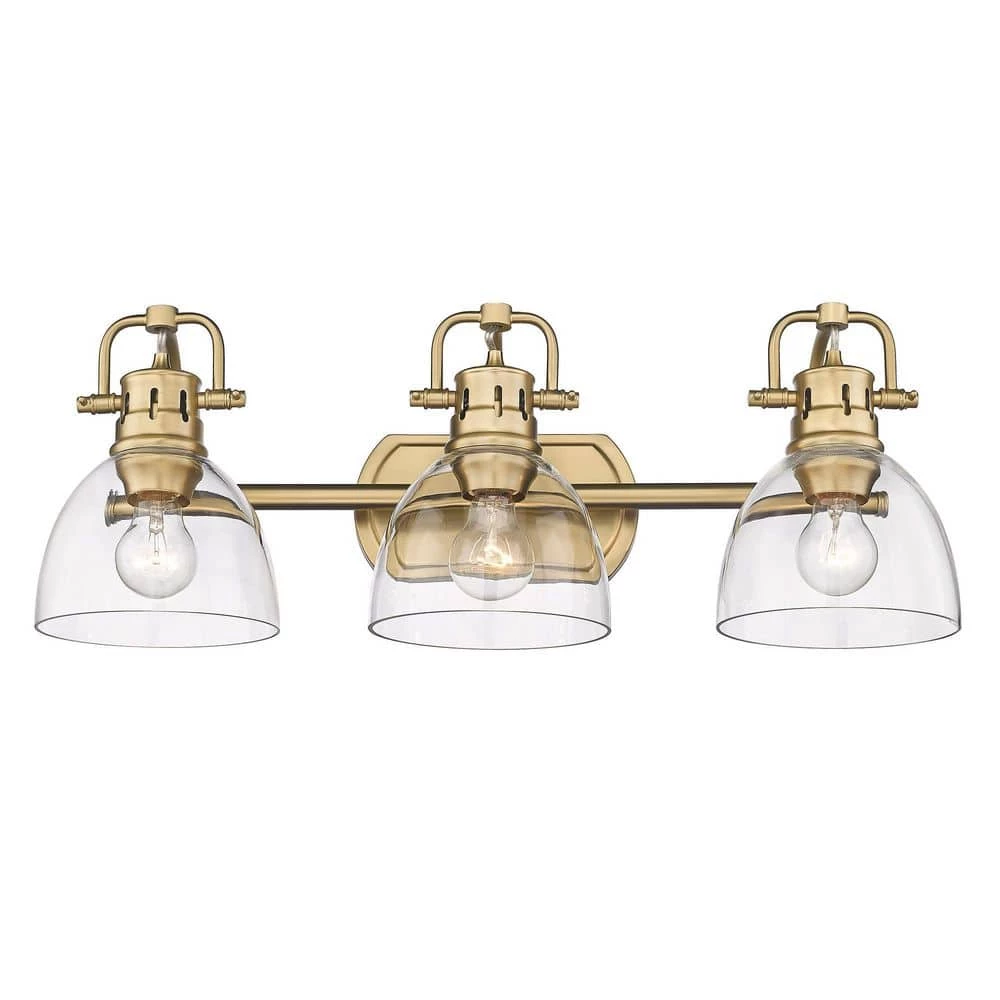Duncan 24.5 in. 3-Light Brushed Champagne Bronze Vanity Light with Clear Glass Shades by Golden Lighting 5 Duncan 24.5 in. 3-Light Brushed Champagne Bronze Vanity Light with Clear Glass Shades by Golden Lighting - Image 3