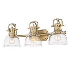 Duncan 24.5 in. 3-Light Brushed Champagne Bronze Vanity Light with Clear Glass Shades by Golden Lighting