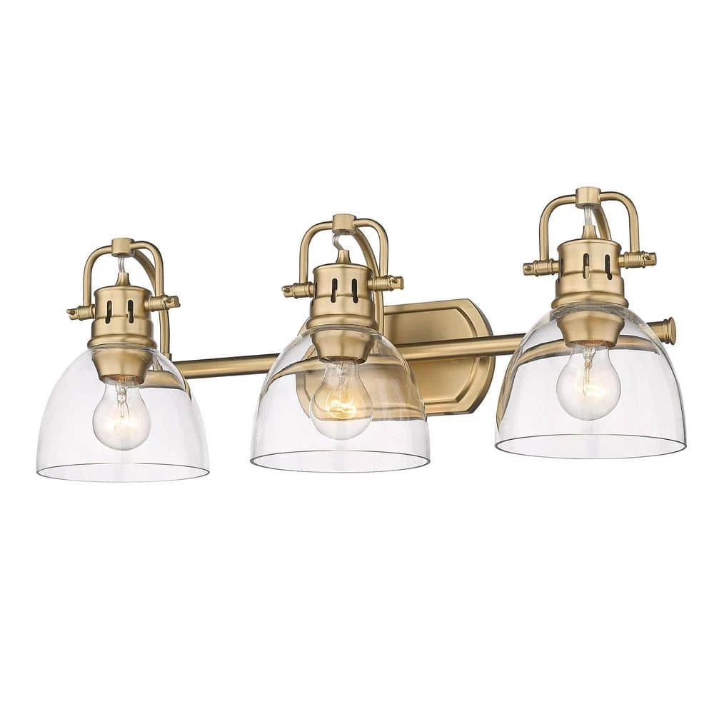 Duncan 24.5 in. 3-Light Brushed Champagne Bronze Vanity Light with Clear Glass Shades by Golden Lighting 3 Duncan 24.5 in. 3-Light Brushed Champagne Bronze Vanity Light with Clear Glass Shades by Golden Lighting
