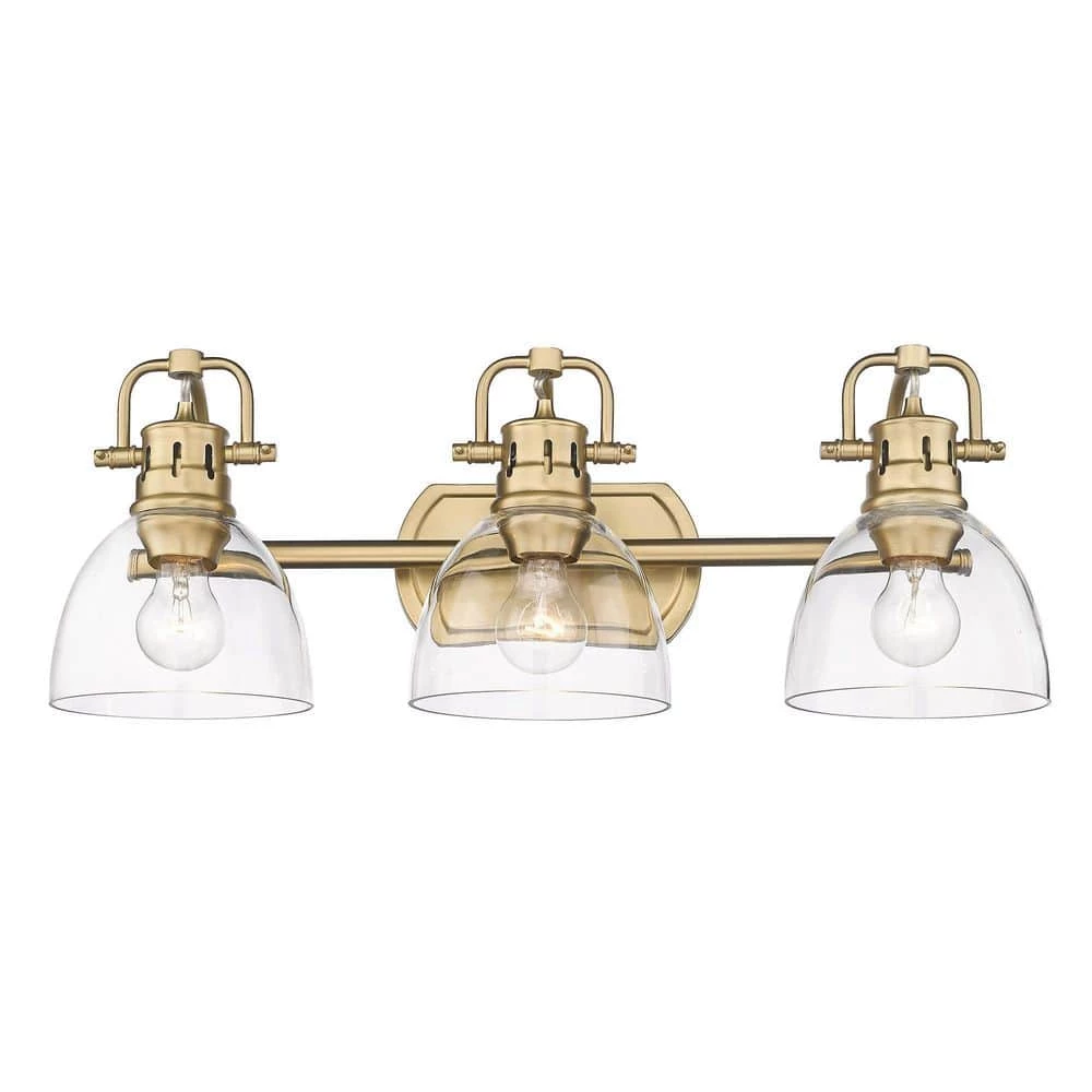 Duncan 24.5 in. 3-Light Brushed Champagne Bronze Vanity Light with Clear Glass Shades by Golden Lighting 4 Duncan 24.5 in. 3-Light Brushed Champagne Bronze Vanity Light with Clear Glass Shades by Golden Lighting - Image 2