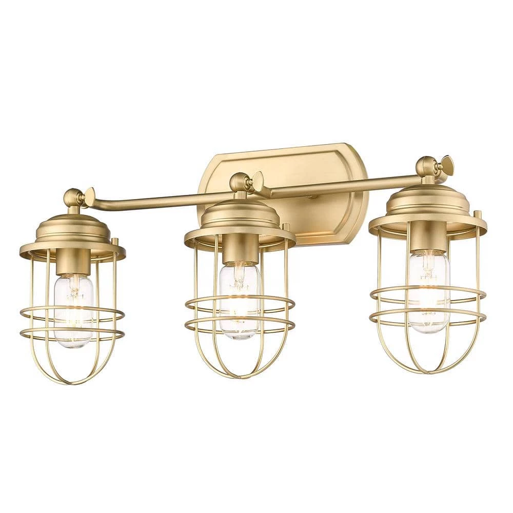 Seaport 8.13 in. 3-Light Brushed Champagne Bronze Vanity Light by Golden Lighting 3 Seaport 8.13 in. 3-Light Brushed Champagne Bronze Vanity Light by Golden Lighting
