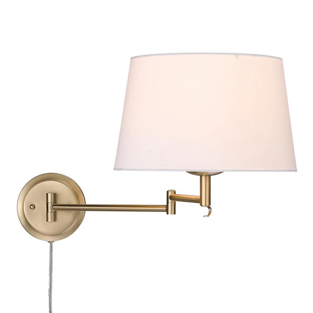 Eleanor 1-Light Brushed Champagne Bronze Modern White Shade Articulating Wall Sconce by Golden Lighting 5 Eleanor 1-Light Brushed Champagne Bronze Modern White Shade Articulating Wall Sconce by Golden Lighting - Image 3