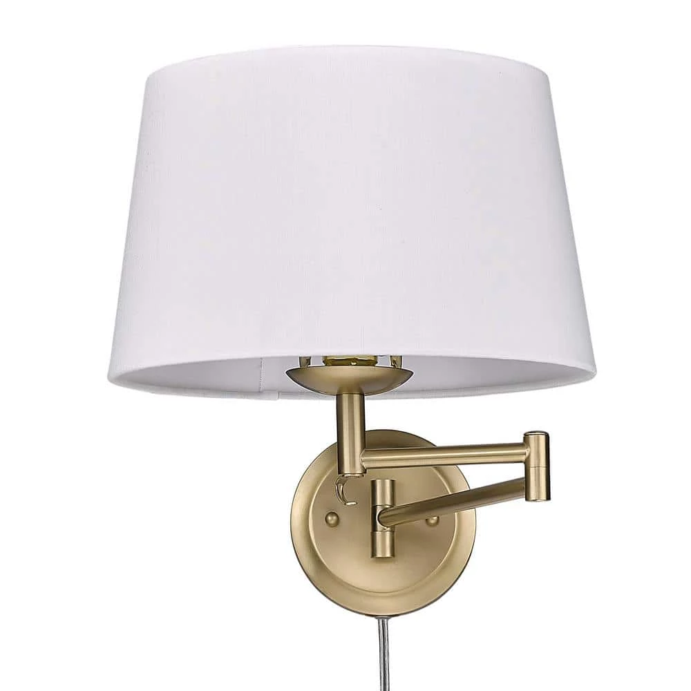 Eleanor 1-Light Brushed Champagne Bronze Modern White Shade Articulating Wall Sconce by Golden Lighting 3 Eleanor 1-Light Brushed Champagne Bronze Modern White Shade Articulating Wall Sconce by Golden Lighting