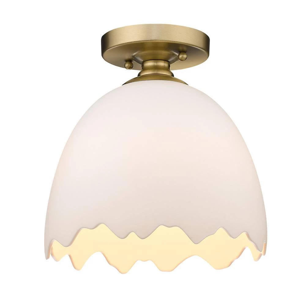 Brinkley 1-Light Brushed Champagne Bronze Porcelain Shade Semi-Flush Mount by Golden Lighting 5 Brinkley 1-Light Brushed Champagne Bronze Porcelain Shade Semi-Flush Mount by Golden Lighting - Image 3