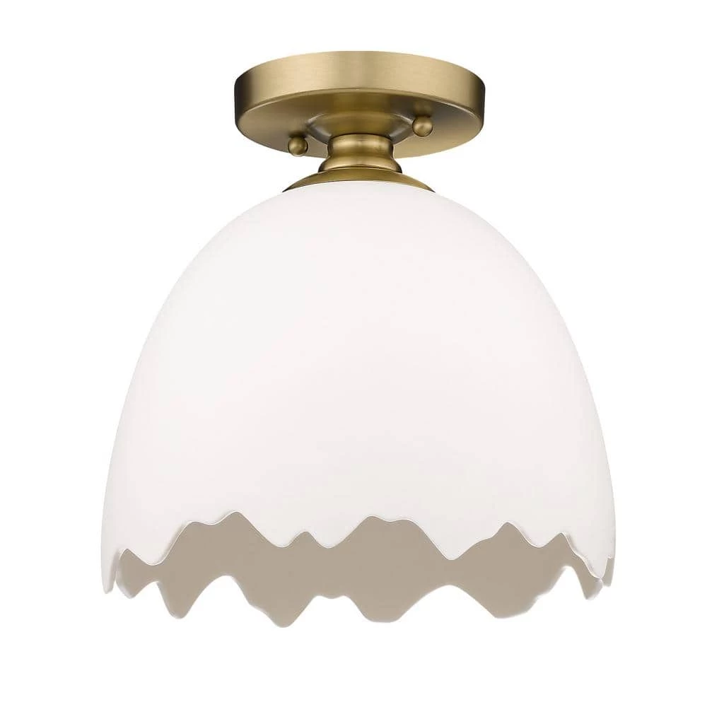 Brinkley 1-Light Brushed Champagne Bronze Porcelain Shade Semi-Flush Mount by Golden Lighting 3 Brinkley 1-Light Brushed Champagne Bronze Porcelain Shade Semi-Flush Mount by Golden Lighting