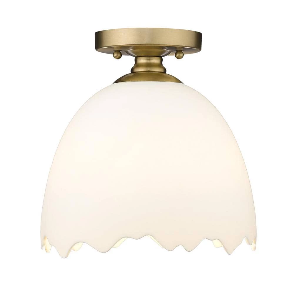 Brinkley 1-Light Brushed Champagne Bronze Porcelain Shade Semi-Flush Mount by Golden Lighting 4 Brinkley 1-Light Brushed Champagne Bronze Porcelain Shade Semi-Flush Mount by Golden Lighting - Image 2