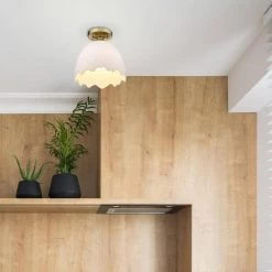 Brinkley 1-Light Brushed Champagne Bronze Porcelain Shade Semi-Flush Mount by Golden Lighting 14 Brinkley 1-Light Brushed Champagne Bronze Porcelain Shade Semi-Flush Mount by Golden Lighting -Golden Lighting Shop brushed champagne bronze porcelain shade golden lighting flush mount lights 6951 sf bcb por fa 1000