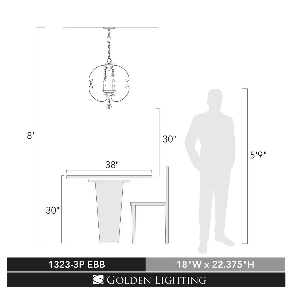 Ella 3-Light Brushed Etruscan Bronze Pendant by Golden Lighting 6 Ella 3-Light Brushed Etruscan Bronze Pendant by Golden Lighting - Image 4
