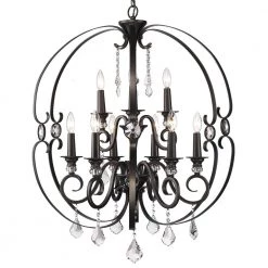 Ella 9-Light Brushed Etruscan Bronze Chandelier by Golden Lighting