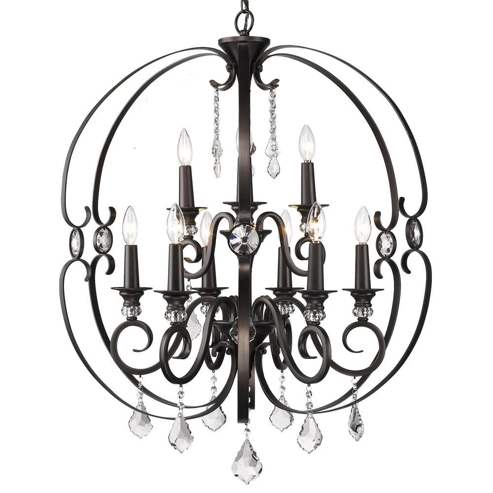 Ella 9-Light Brushed Etruscan Bronze Chandelier by Golden Lighting 3 Ella 9-Light Brushed Etruscan Bronze Chandelier by Golden Lighting