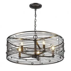 Bijoux 5-Light Brushed Etruscan Bronze Chandelier with Light Shade by Golden Lighting -Golden Lighting Shop brushed etruscan bronze golden lighting chandeliers 1998 5 ebb 4f 1000