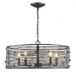 Bijoux 5-Light Brushed Etruscan Bronze Chandelier with Light Shade by Golden Lighting