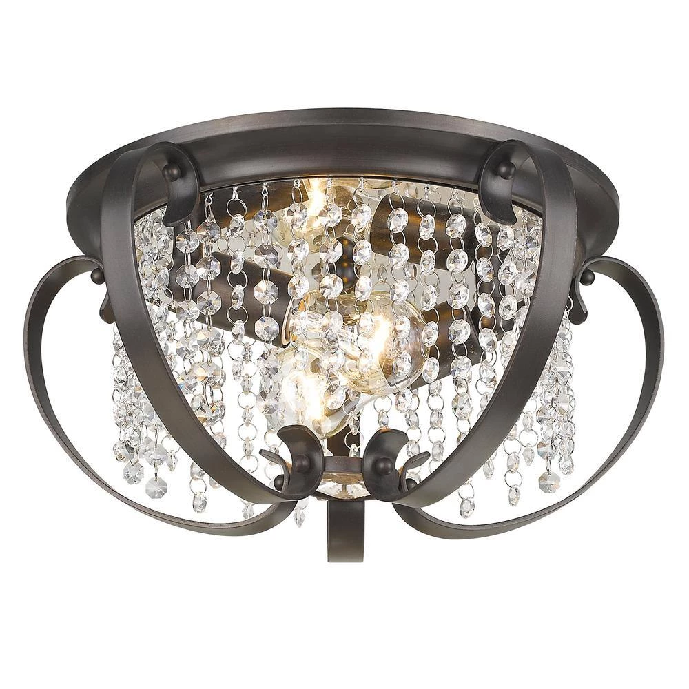 Ella EB 2-Light Brushed Etruscan Bronze Flush Mount Light by Golden Lighting 5 Ella EB 2-Light Brushed Etruscan Bronze Flush Mount Light by Golden Lighting - Image 3