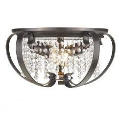 Ella EB 2-Light Brushed Etruscan Bronze Flush Mount Light by Golden Lighting