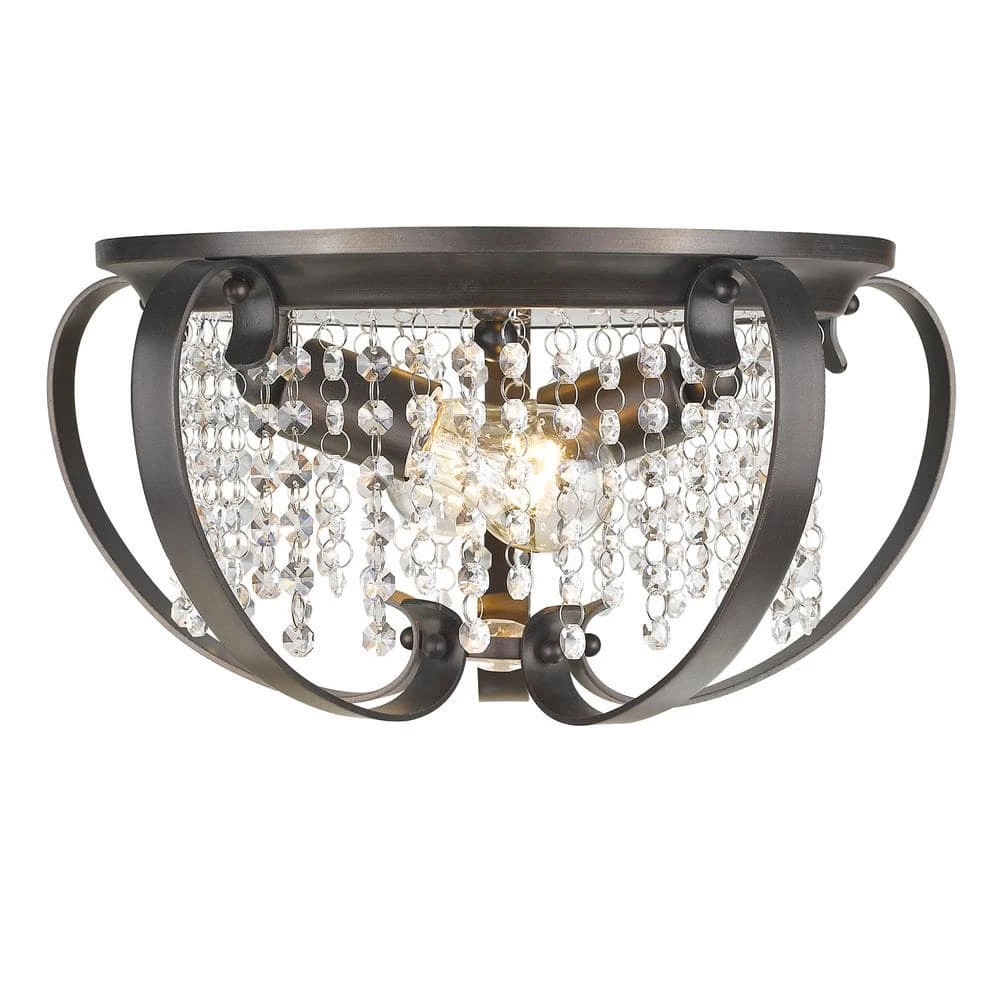 Ella EB 2-Light Brushed Etruscan Bronze Flush Mount Light by Golden Lighting 3 Ella EB 2-Light Brushed Etruscan Bronze Flush Mount Light by Golden Lighting