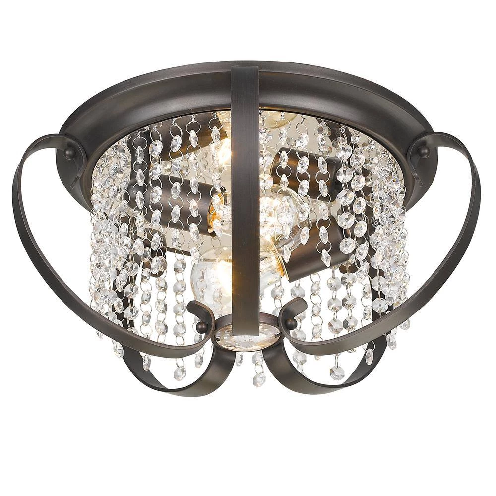 Ella EB 2-Light Brushed Etruscan Bronze Flush Mount Light by Golden Lighting 4 Ella EB 2-Light Brushed Etruscan Bronze Flush Mount Light by Golden Lighting - Image 2