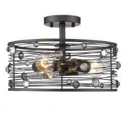 Bijoux 3-Light Brushed Etruscan Bronze Semi-Flush Mount by Golden Lighting