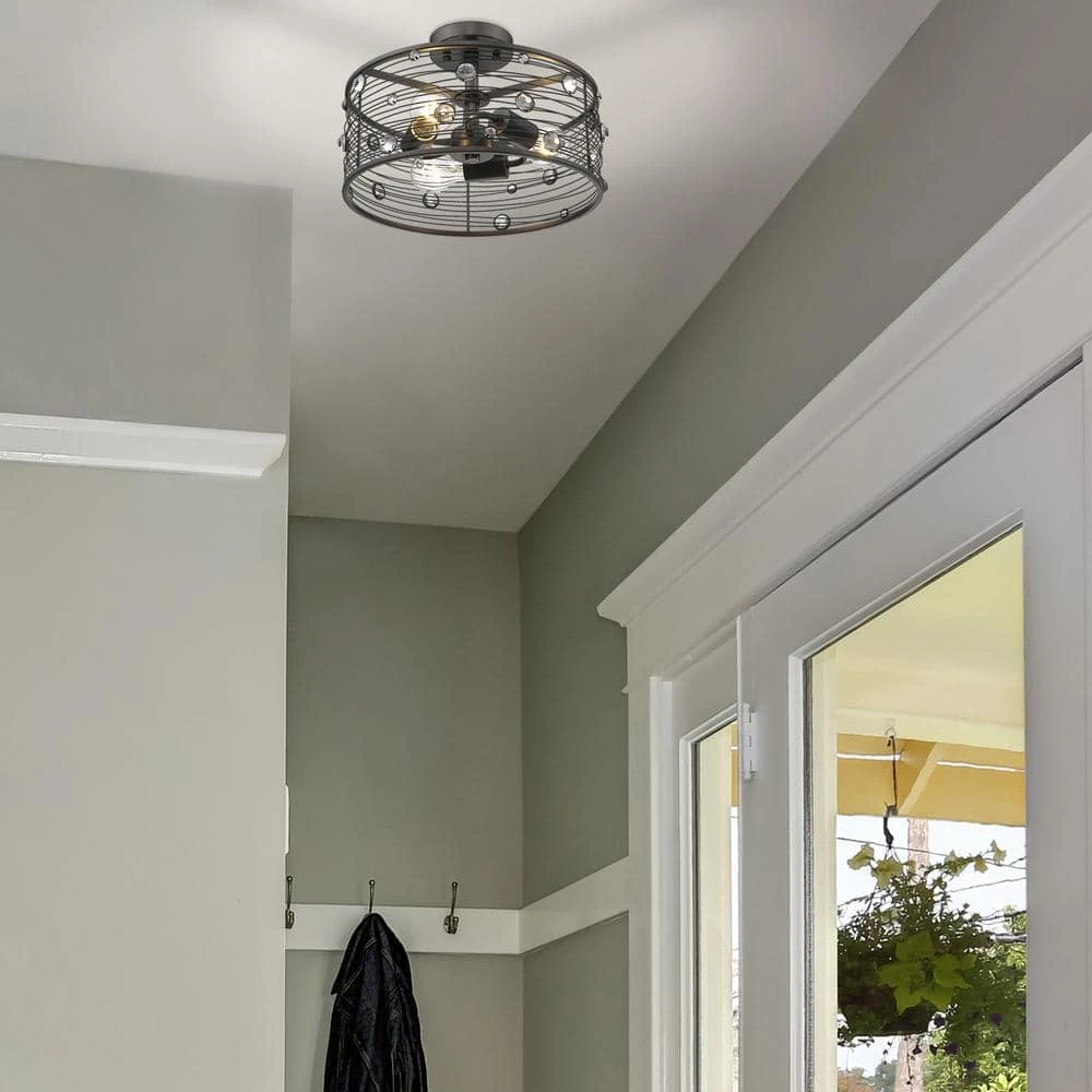 Bijoux 3-Light Brushed Etruscan Bronze Semi-Flush Mount by Golden Lighting 4 Bijoux 3-Light Brushed Etruscan Bronze Semi-Flush Mount by Golden Lighting - Image 2