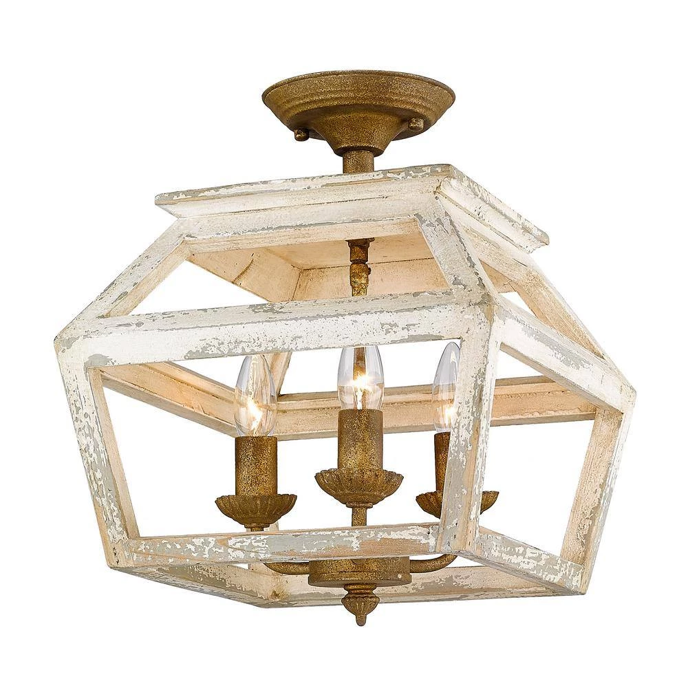 Haiden 12.5 in. 3-Light Burnished Chestnut Semi-Flush Mount by Golden Lighting 5 Haiden 12.5 in. 3-Light Burnished Chestnut Semi-Flush Mount by Golden Lighting - Image 3