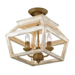 Haiden 12.5 in. 3-Light Burnished Chestnut Semi-Flush Mount by Golden Lighting
